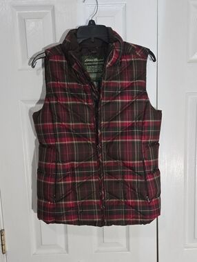 Eddie Bauer Classic Plaid Goose Down Vest Packable S